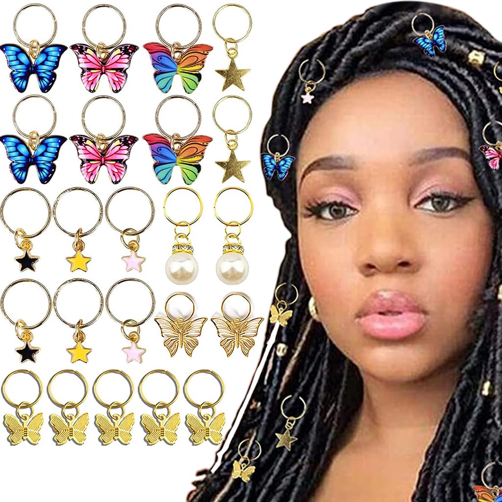 PALAY 20Pcs Butterfly Charms Hair Rings Butterfly Pendent Charms for Dreadlocks Girls Hair Accessories Butterfly Ring Charms Pearl Rings Charms for Braids Pendent Charms Hair Styling Accessories PALAY 20Pcs Butterfly Charms Hair Rings Butterfly Pendent Charms for Dreadlocks Girls Hair Accessories Butterfly Ring Charms Pearl Rings Charms for Braids Pendent Charms Hair Styling Accessories